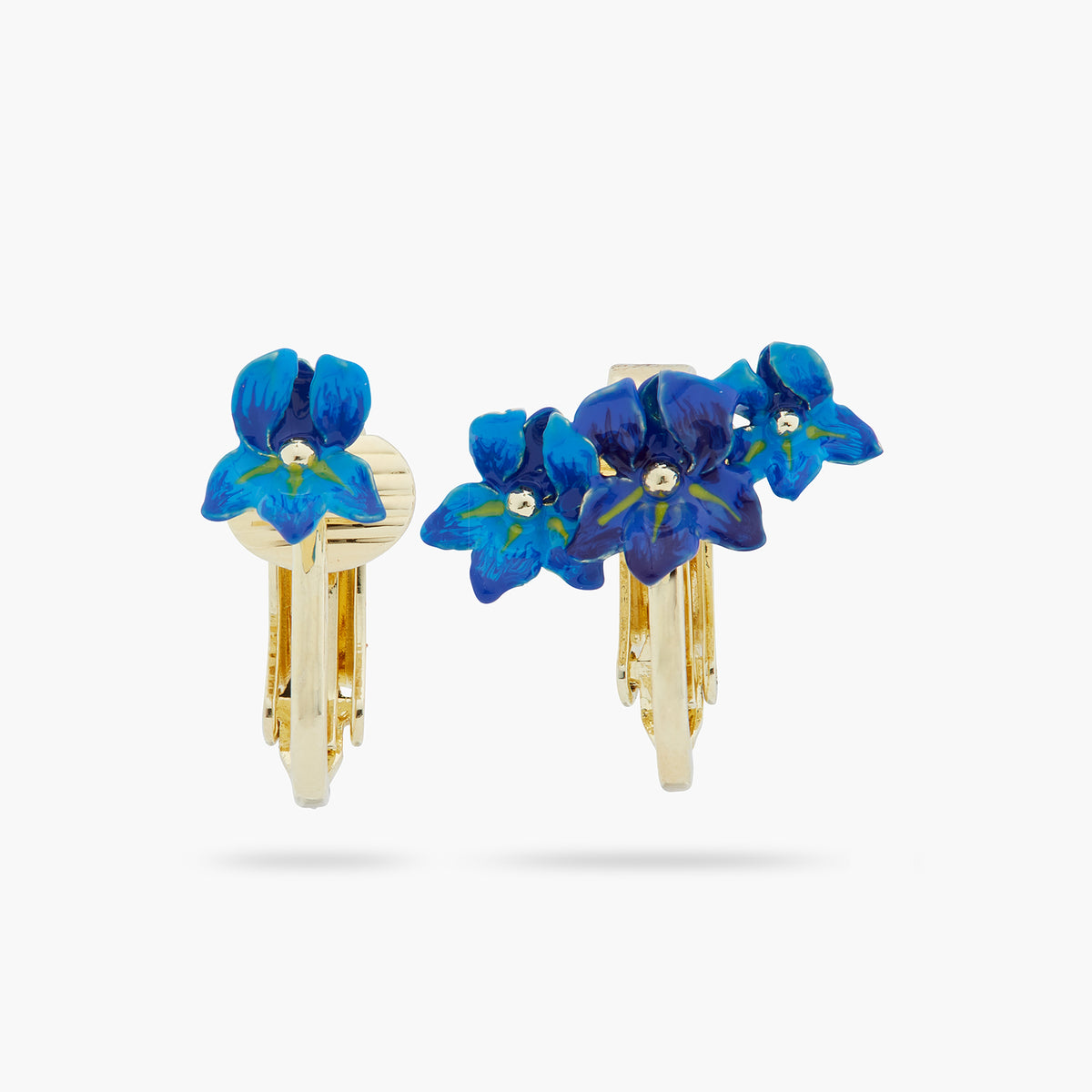 Siberian Iris Asymmetrical Clip-on Earrings – Les Néréides