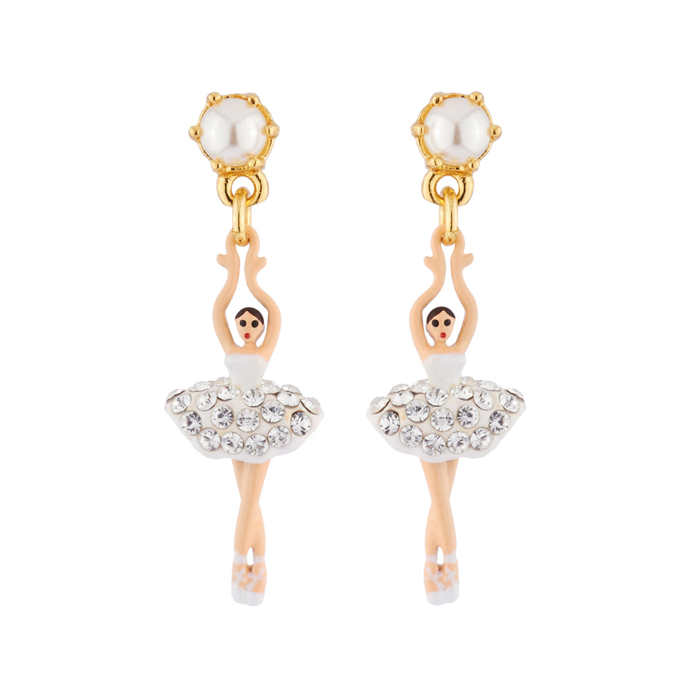 MINI LUXURY PAS DE DEUX MINI BALLERINA WITH SILVER CRYSTALS STUD EARRINGS