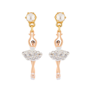 MINI LUXURY PAS DE DEUX MINI BALLERINA WITH SILVER CRYSTALS STUD EARRINGS