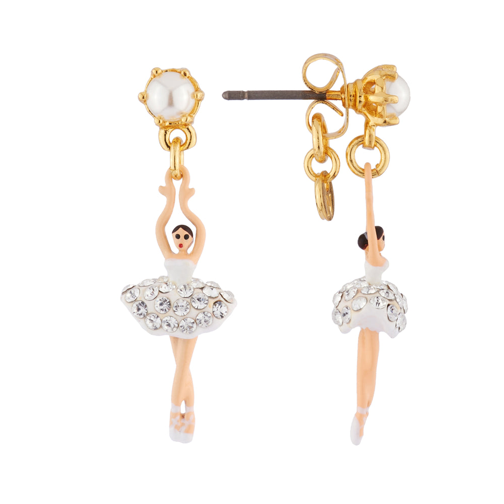 MINI LUXURY PAS DE DEUX MINI BALLERINA WITH SILVER CRYSTALS STUD EARRINGS