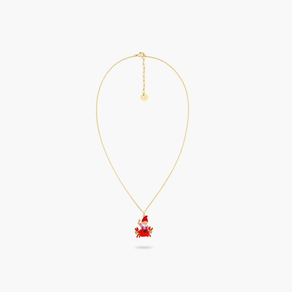 N2 Garden Gnome and Red Crab Pendant Necklace
