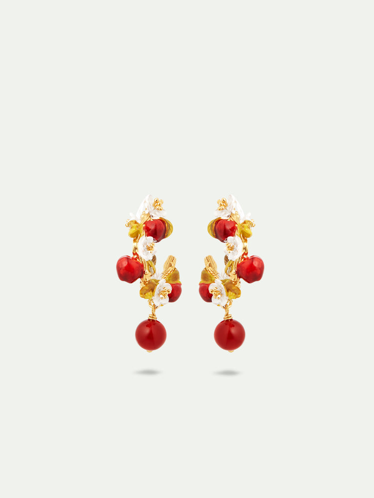 Apple and Apple Blossom Hoop Earrings