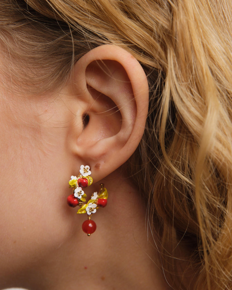 Apple and Apple Blossom Hoop Earrings