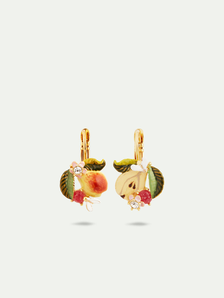 Pear and Faceted Glass Sleeper Earrings