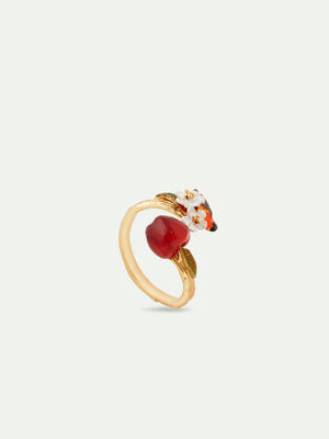 Robin and Apple Adjustable Ring