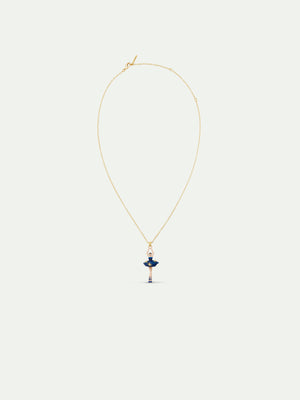 Midnight Blue Tutu and Gold Stars Ballerina Pendant Necklace