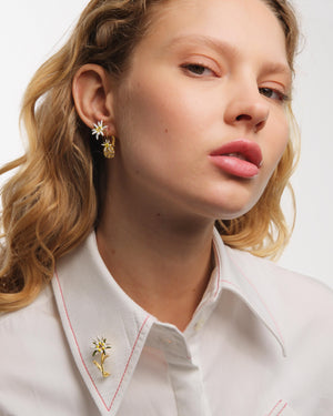 Les Néréides Loves Animals - Edelweiss Flower Post Earrings