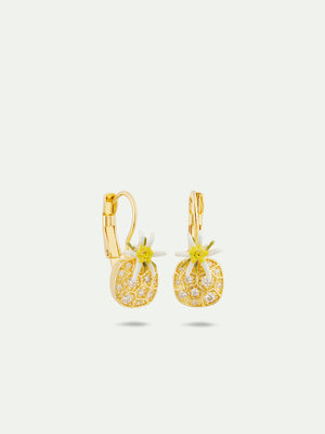 Les Néréides Loves Animals - Edelweiss Flower and Cubic Zirconia Sleeper Earrings