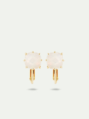 Opalescent White Diamantine Square Stone Clip-On Earrings