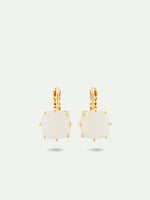 Opalescent White Diamantine Square Stone Sleeper Earrings