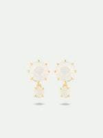 Opalescent White Diamantine Two-Stone Post Earrings