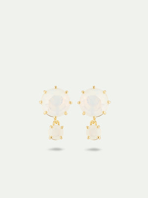 Opalescent White Diamantine Two-Stone Post Earrings