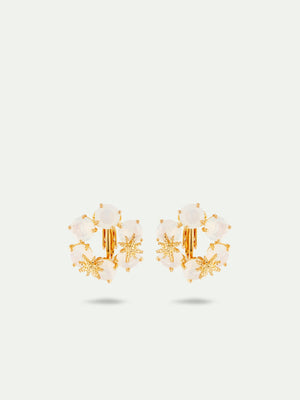 Opalescent White Diamantine Six Stones with Fine Stars Clip-On Earrings