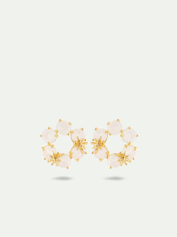 Opalescent White Diamantine Six Stones with Fine Stars Post Earrings