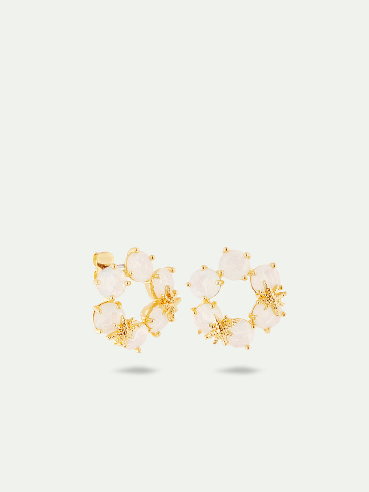 Opalescent White Diamantine Six Stones with Fine Stars Post Earrings