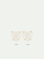 Opalescent White Diamantine Heart-Shaped Stone Post Earrings