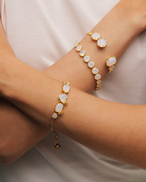 Opalescent White Diamantine Four-Stone Cuff Bracelet