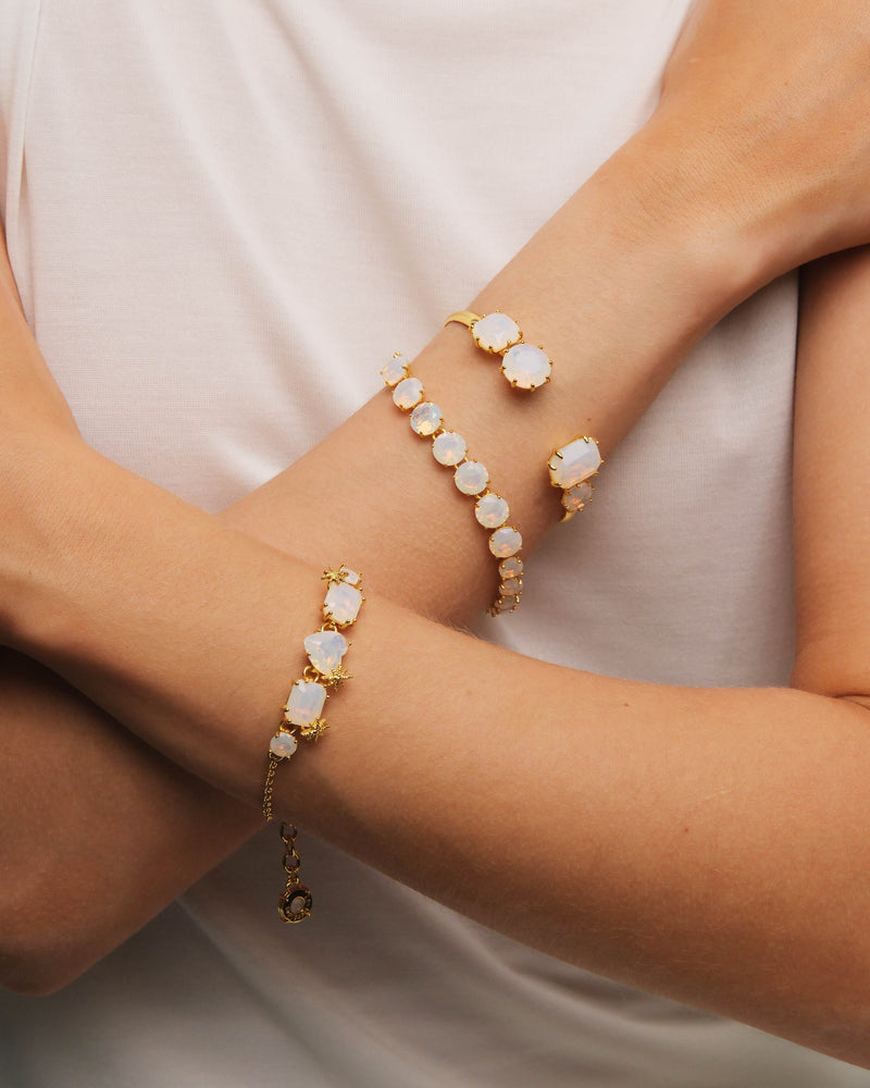 Opalescent White Diamantine and Fine Stars Five-Stone Bracelet