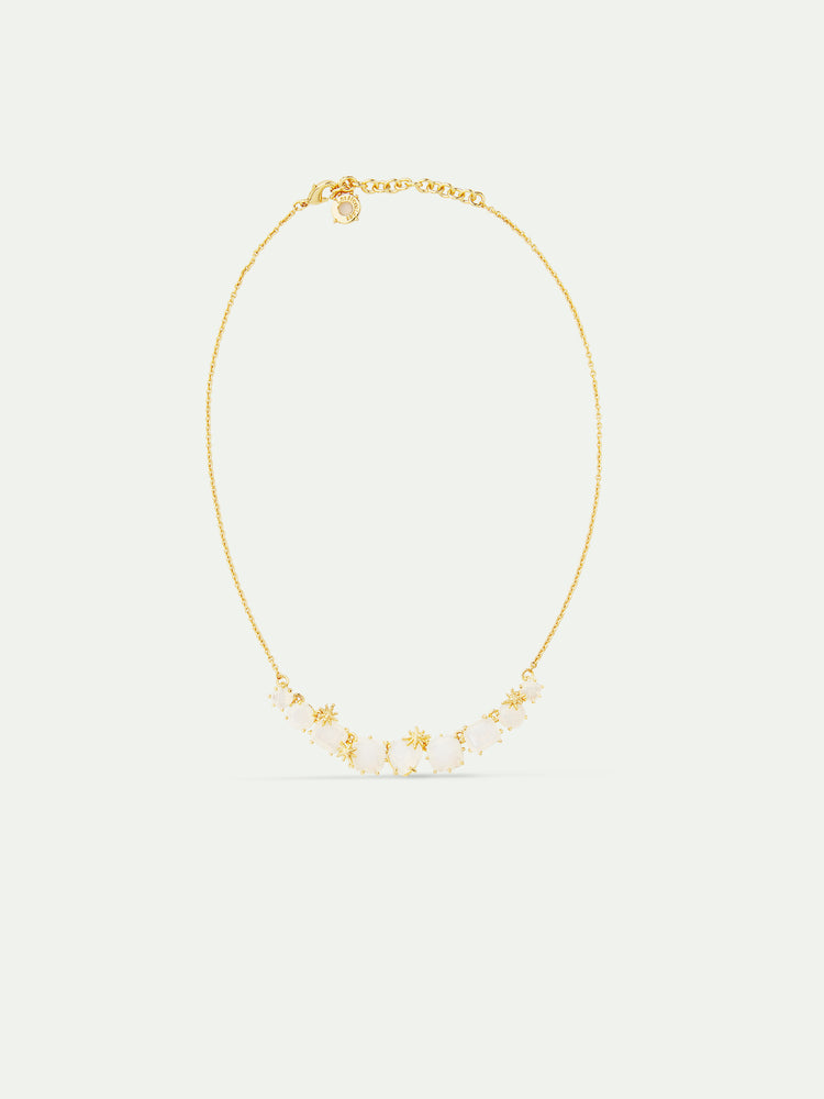 Opalescent White Diamantine Thin Necklace with Nine Stones and Fine Stars