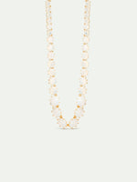 Opalescent White Diamantine Round Stone Long Necklace