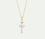 Ballerina Wearing a White Tutu with Silver Glitter Pendant Necklace