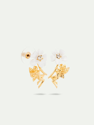 White Jasmine and Fairy Post Earrings