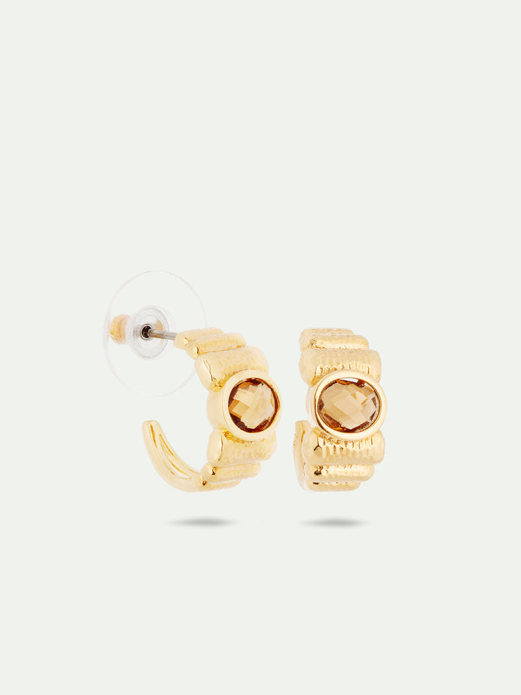 Gold and Wavy Hoop Earrings