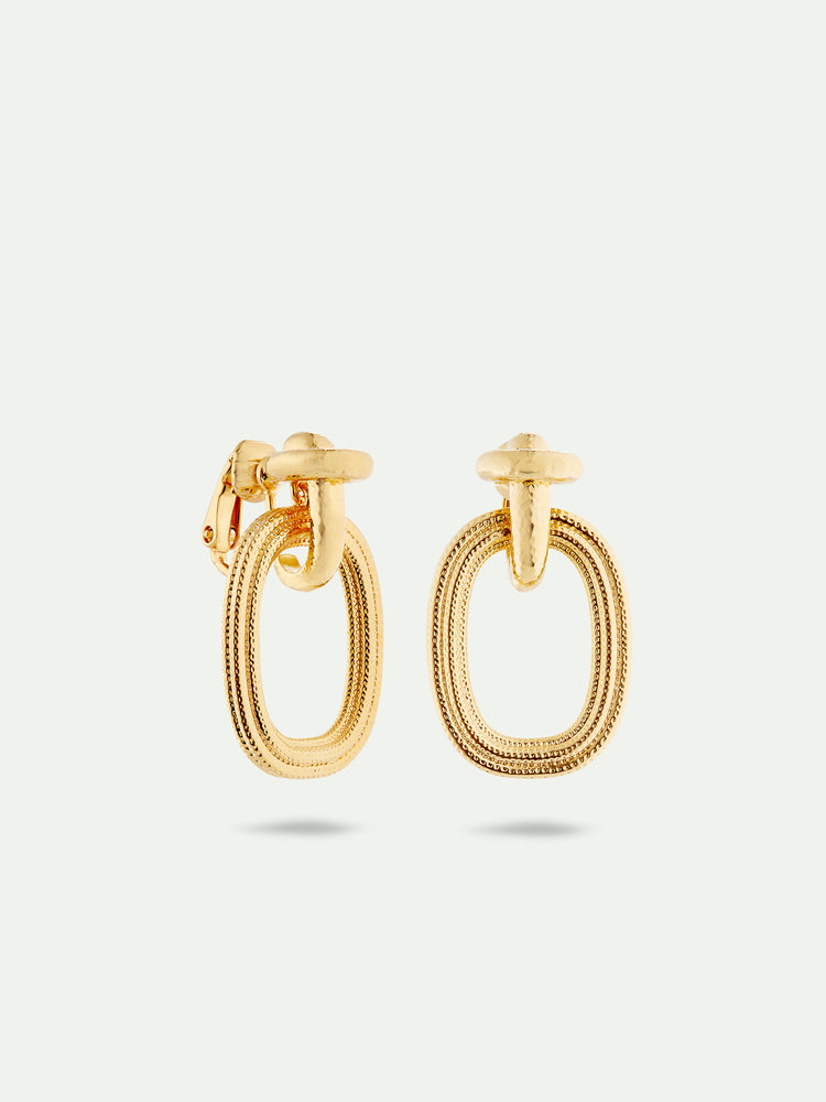 Gold Duo of Textures Clip-On Earrings