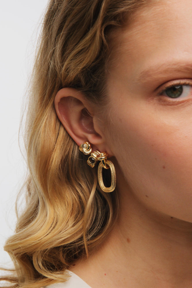 Gold Duo of Textures Post Earrings