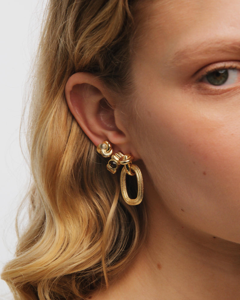 Gold Duo of Textures Clip-On Earrings