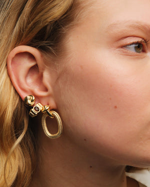 Gold Duo of Textures Clip-On Earrings