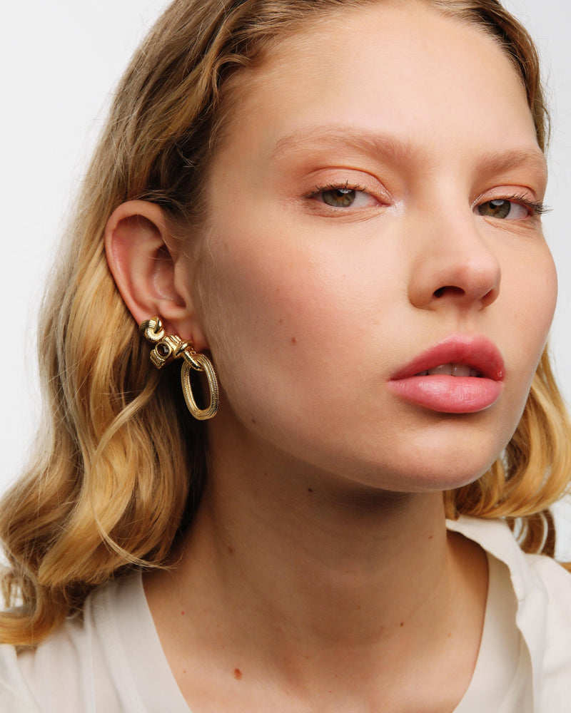 Gold Duo of Textures Clip-On Earrings