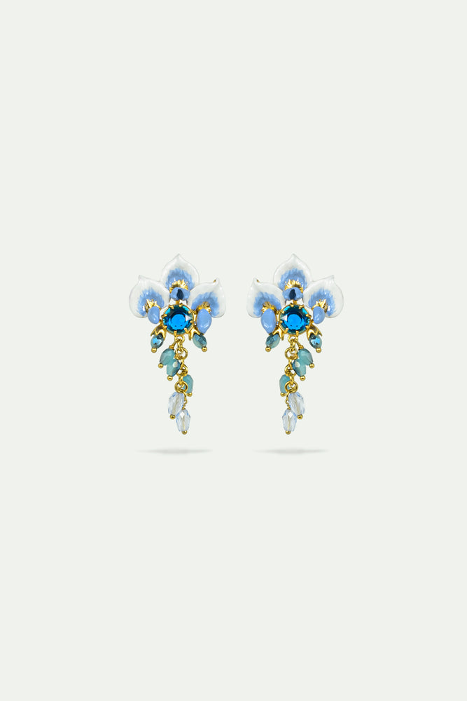 Wisteria and Blue Faceted Glass Clip-On Earring