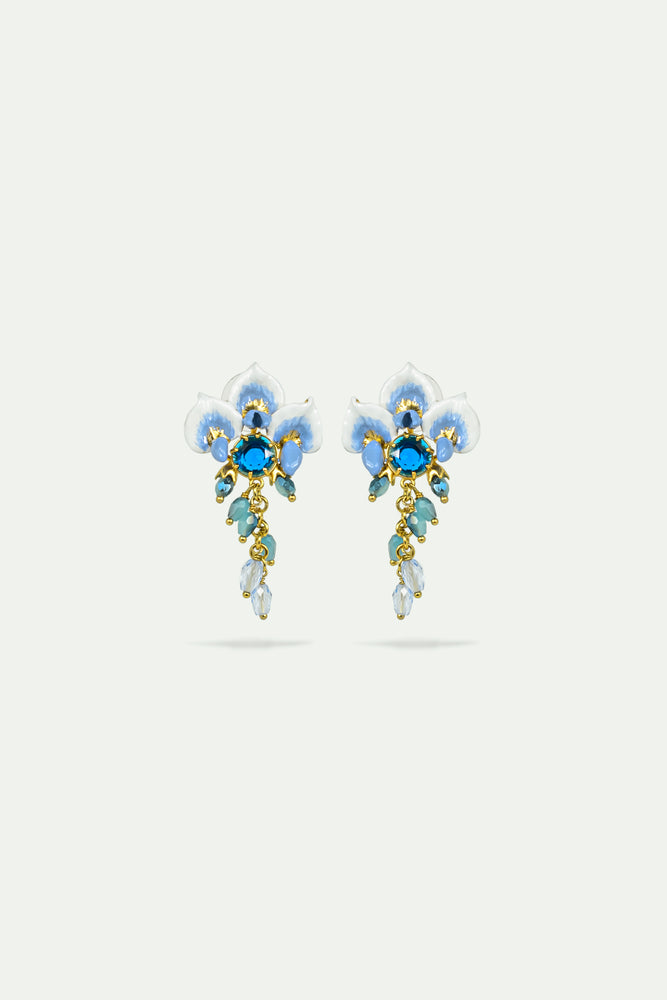 Wisteria and Blue Faceted Glass Post Earrings