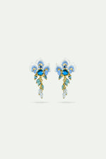 Wisteria and Blue Faceted Glass Post Earrings