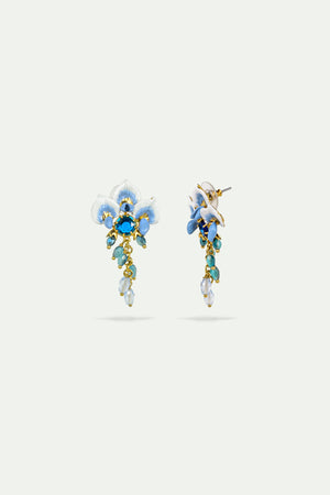 Wisteria and Blue Faceted Glass Post Earrings