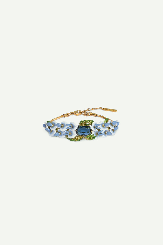 Wisteria and Blue Square Facet Stone Cuff Bracelet