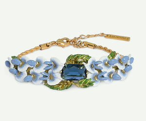 Wisteria and Blue Square Facet Stone Cuff Bracelet