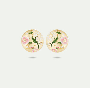 Daisy and Pansy Flower Clip-On Earrings