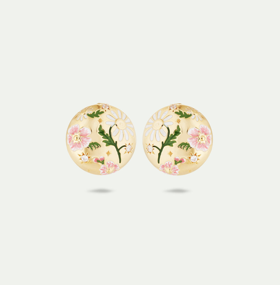 Daisy and Pansy Flower Post Earrings