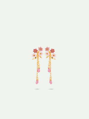 Pink Jasmine Flower Dangle Post Earrings