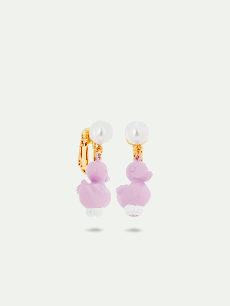 N2 Purple Plastic Duck Clip-On Earrings