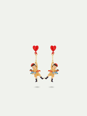 N2 Little Girl, Dachshund and Heart Balloon Post Earrings