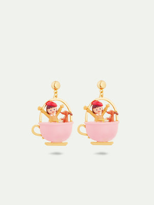 N2 Little Girl and Dachshund on a Merry-Go-Round Post Earrings