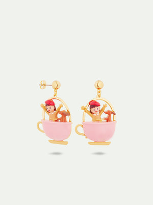 N2 Little Girl and Dachshund on a Merry-Go-Round Post Earrings