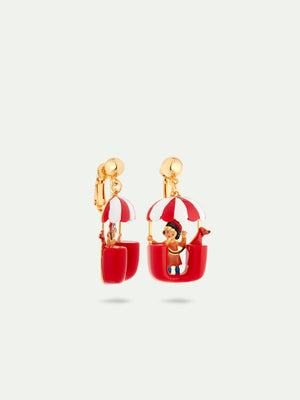 N2 Little Girl and Dachshund on a Ferris Wheel Clip-On Earrings