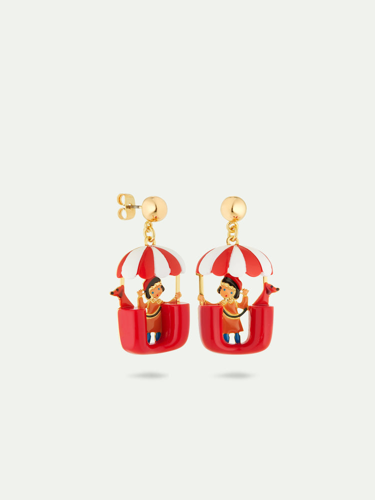 N2 Little Girl and Dachshund on a Ferris Wheel Post Earrings