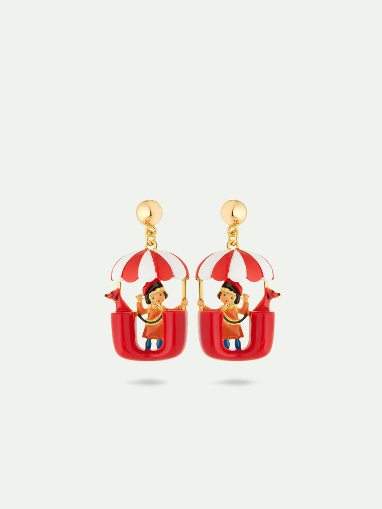 N2 Little Girl and Dachshund on a Ferris Wheel Post Earrings