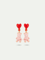 N2 Teddy Bear and Heart Balloon Clip-On Earrings