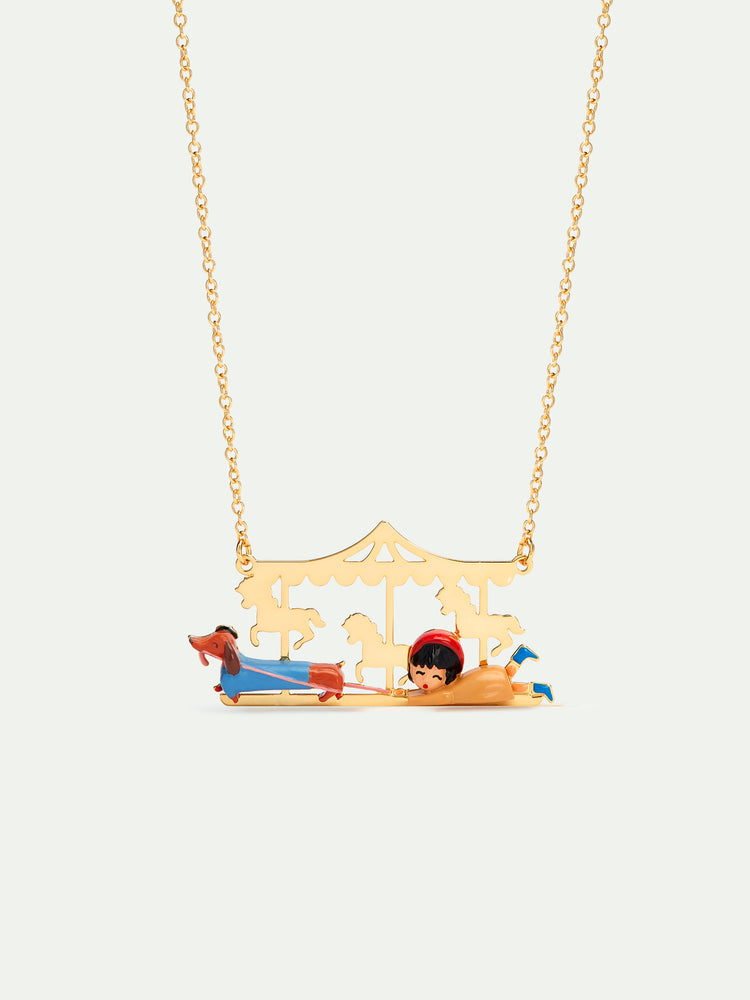 N2 Little Girl and Dachshund Statement Necklace